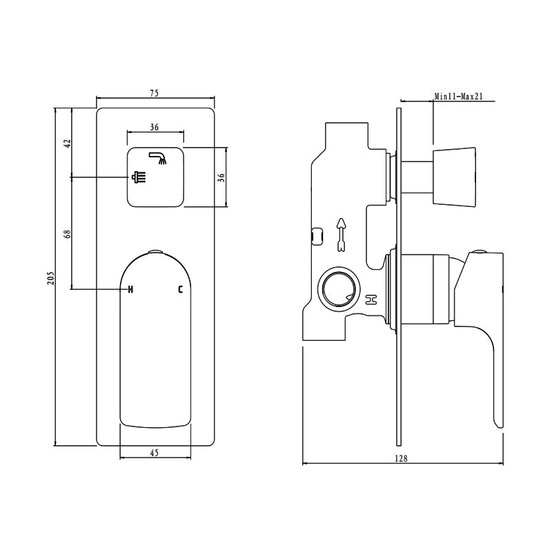 VOG Series Light Brushed Brass Diverter Mixer Trim Kit (match CLPD)