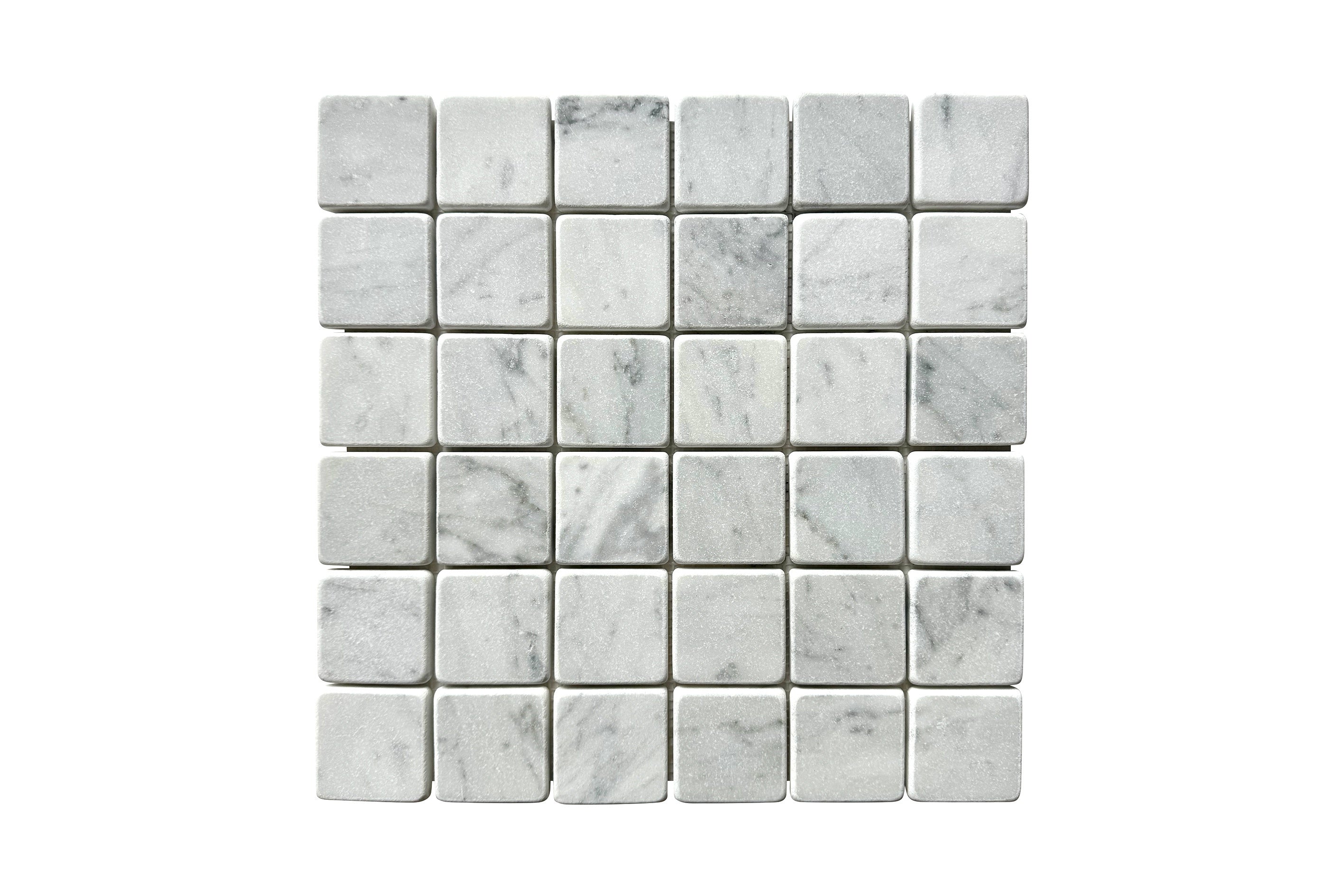 Bedrock Square 50x50mm Bianco Carrara Tumbled 310x310x10mm