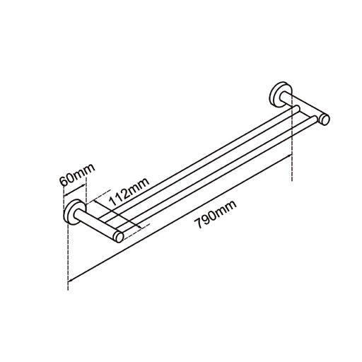 LUCID PIN - Brushed Copper Cuttable Double Towel Rail