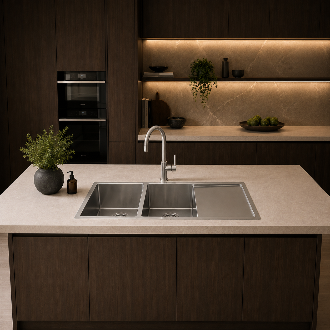 Atlas Handmade Double Bowl With Drainer Kitchen Sink