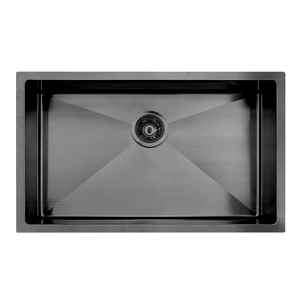 Atlas Handmade Single Bowl Kitchen Sink in Gunmetal Black