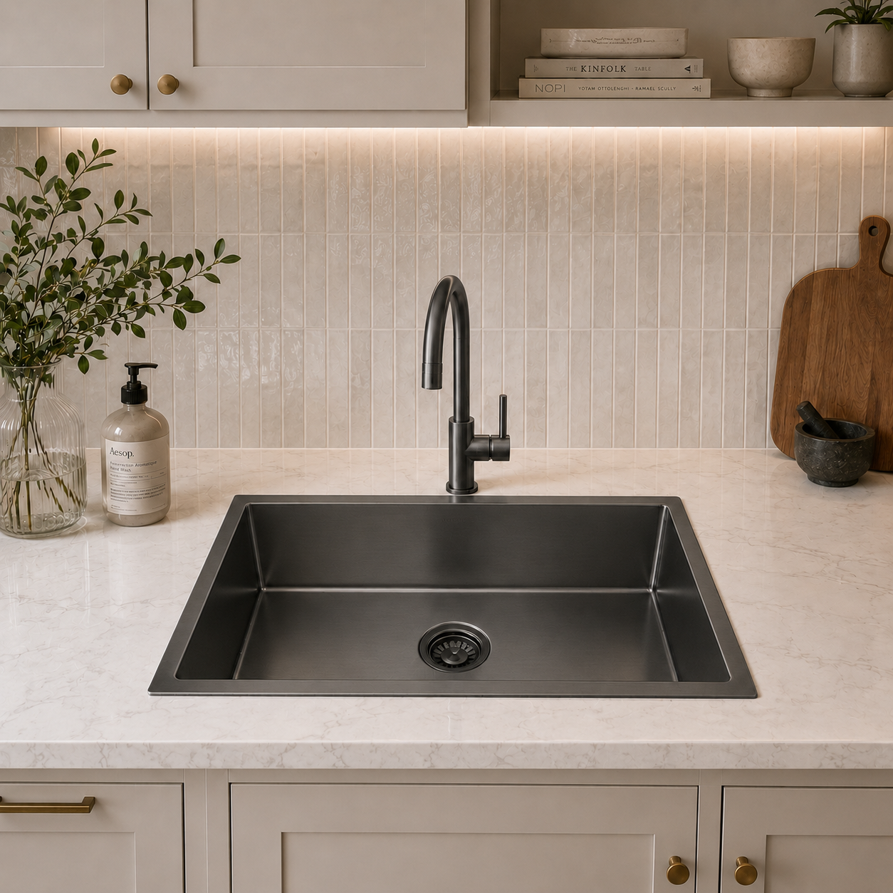 Atlas Handmade Single Bowl Kitchen Sink in Gunmetal Black