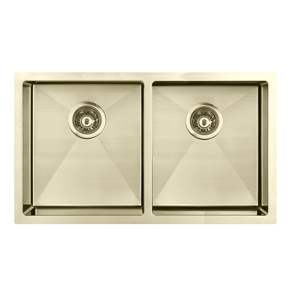 Atlas Handmade Double Bowl Kitchen Sink in Brushed Gold