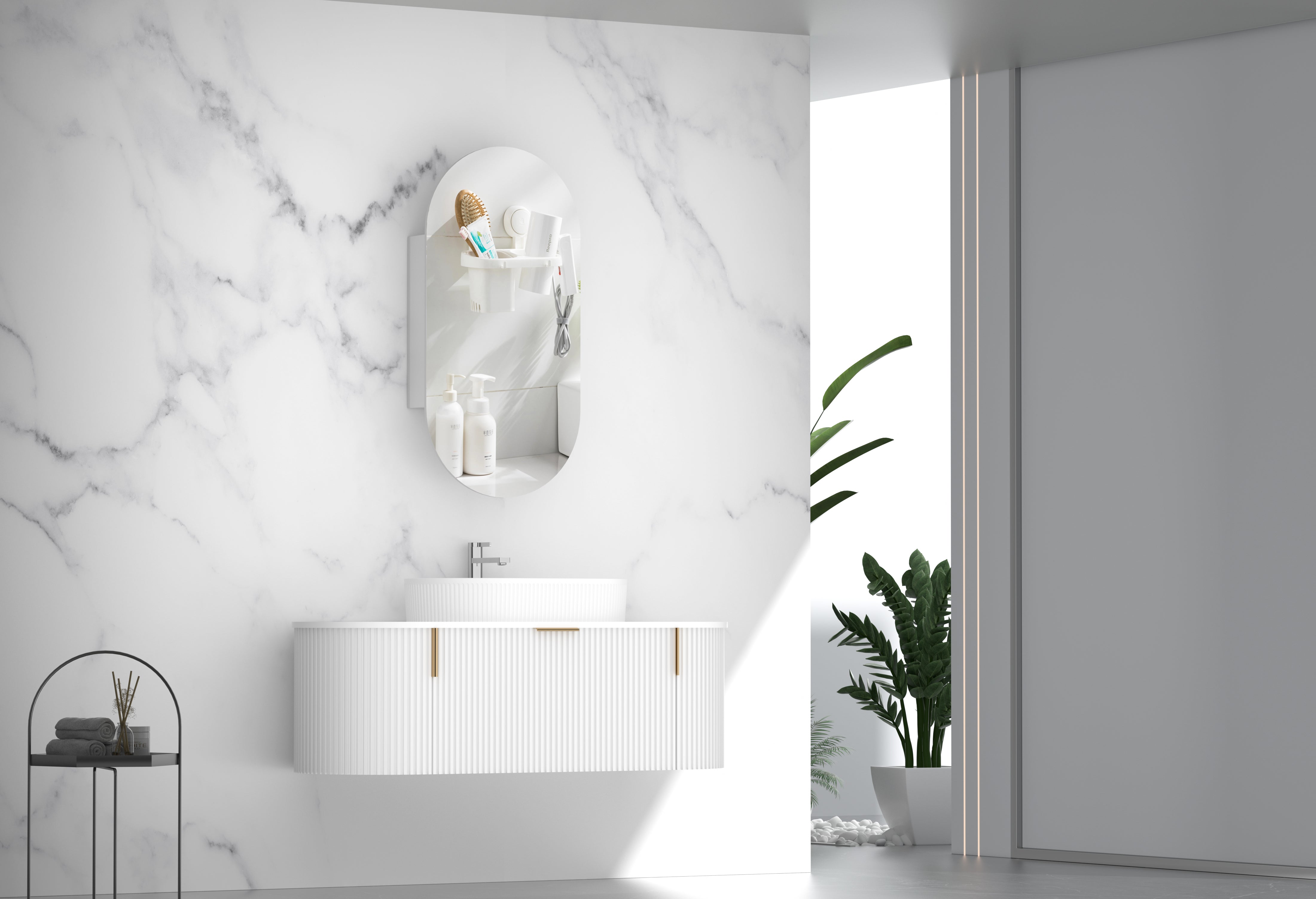 CARYSIL 1200mm Fluted Wall Hung Vanity 1200 x 469 x 412mm