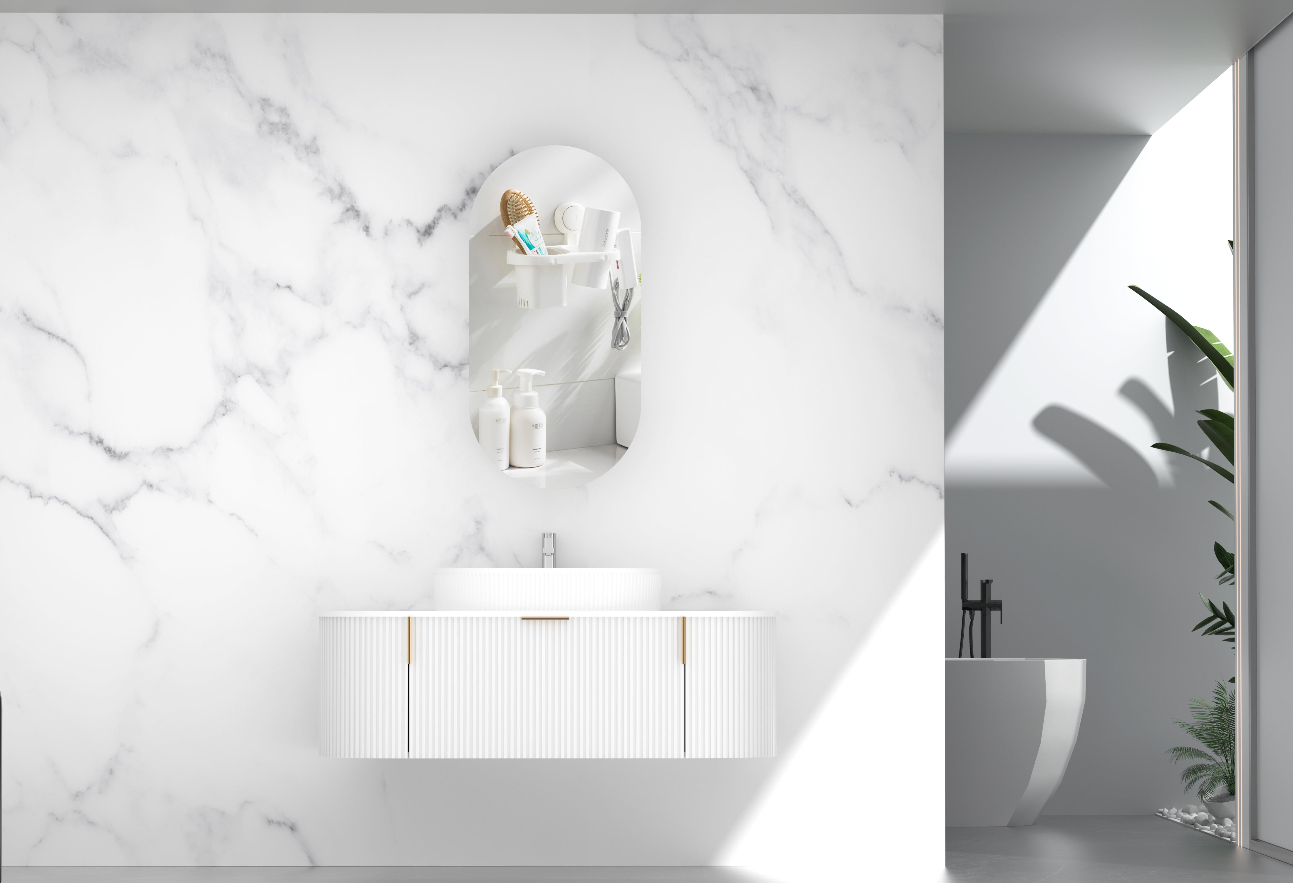 CARYSIL 1200mm Fluted Wall Hung Vanity 1200 x 469 x 412mm