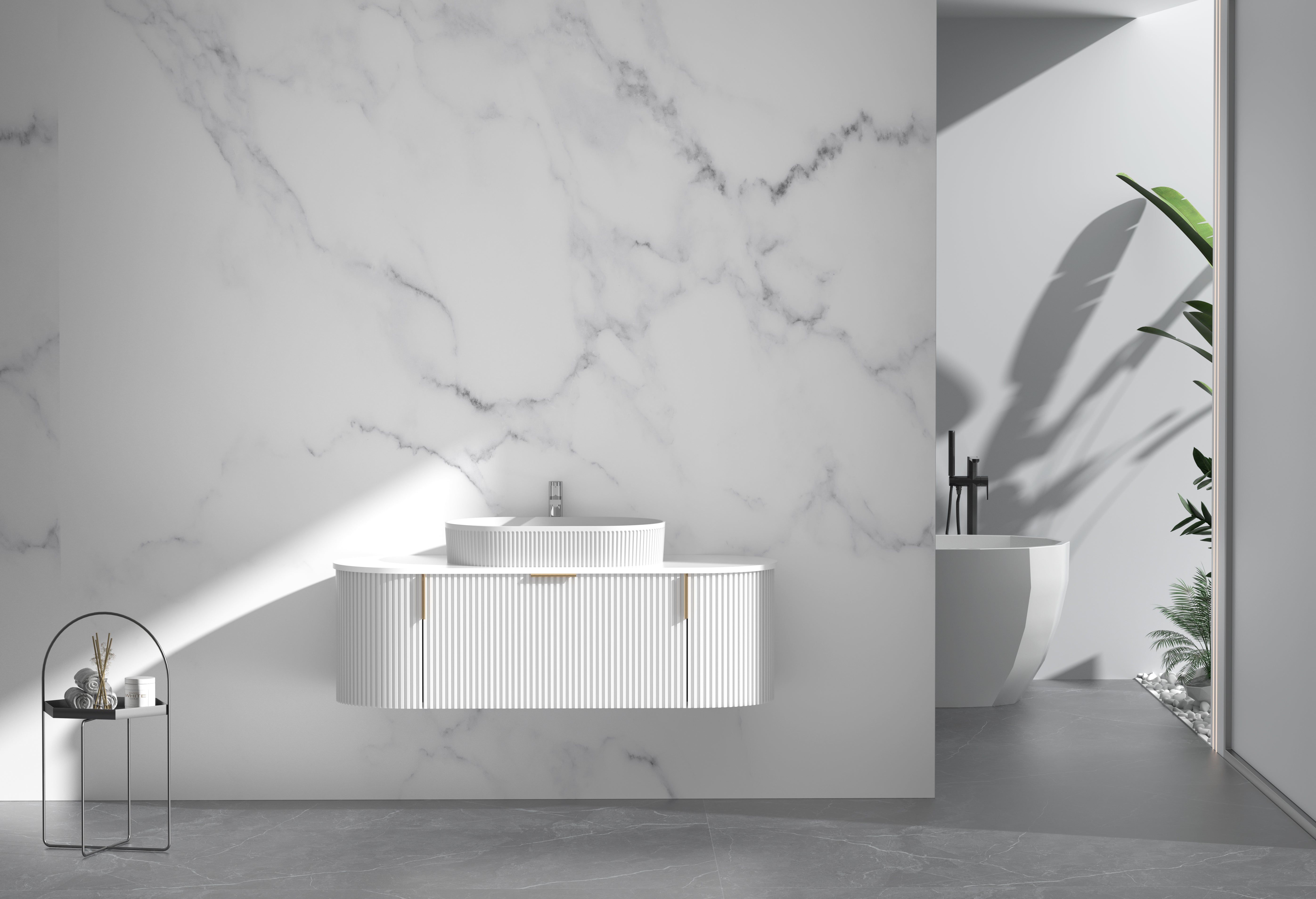 CARYSIL 1200mm Fluted Wall Hung Vanity 1200 x 469 x 412mm