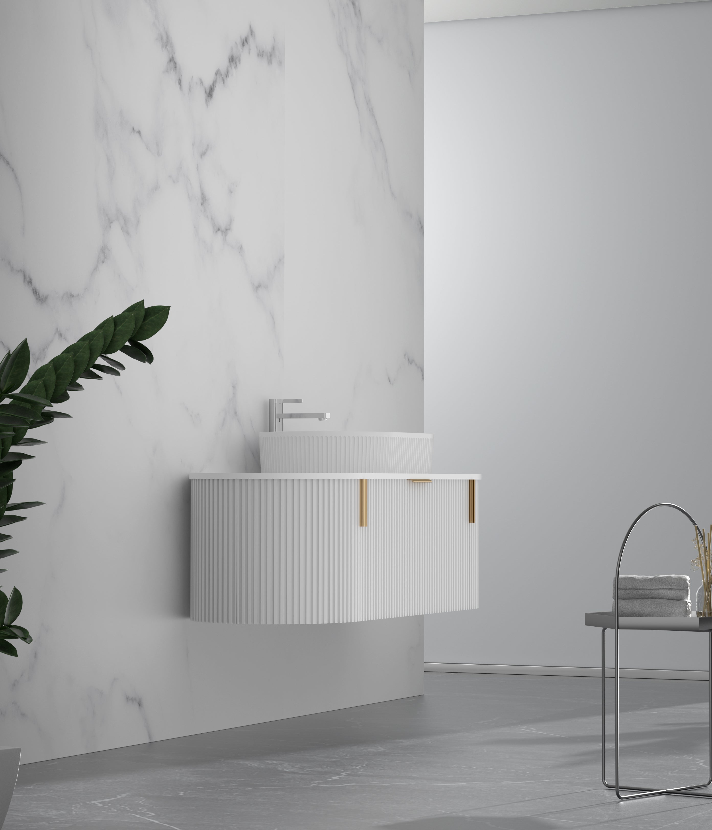 CARYSIL 1200mm Fluted Wall Hung Vanity 1200 x 469 x 412mm
