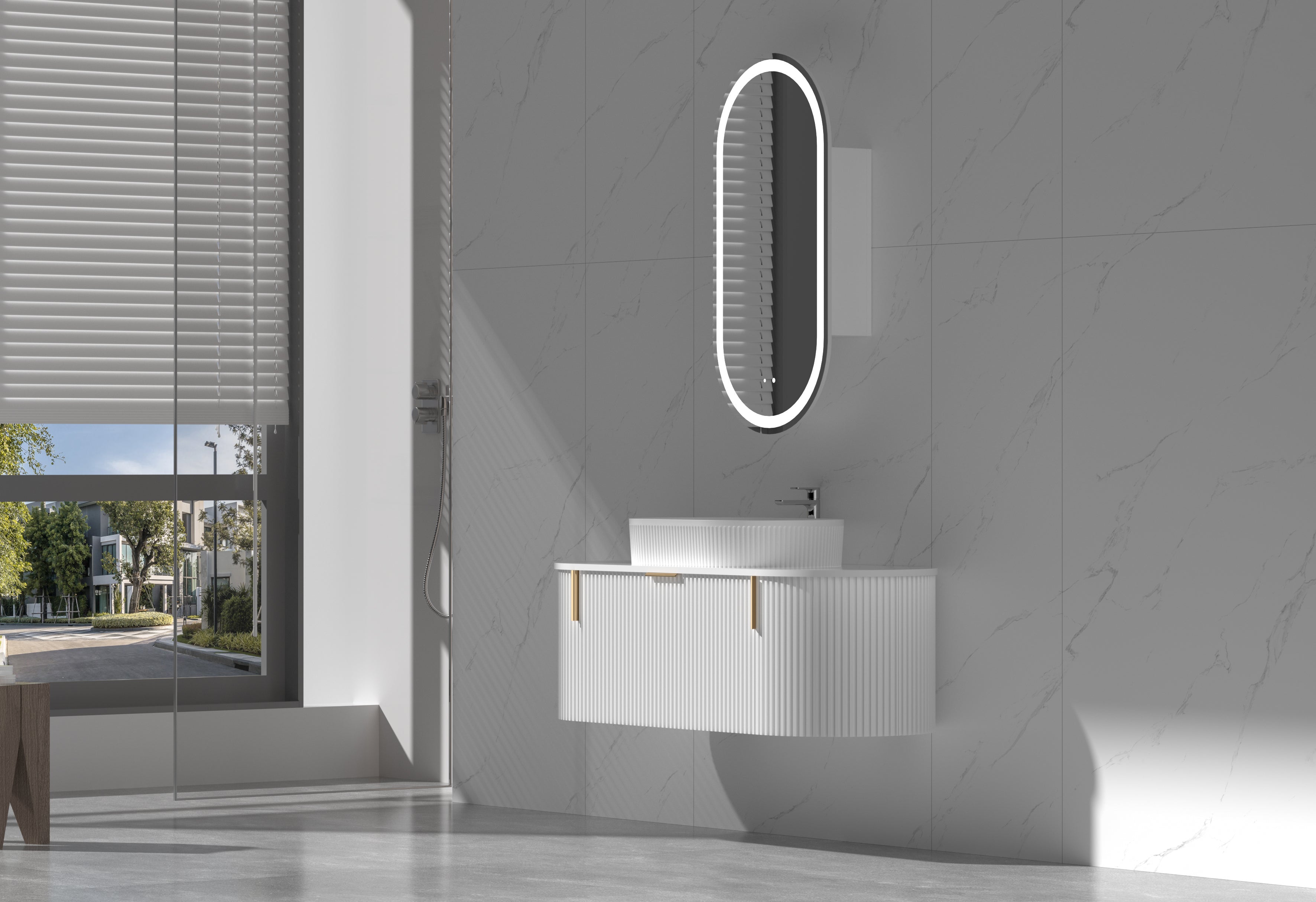 CARYSIL 1200mm Fluted Wall Hung Vanity 1200 x 469 x 412mm