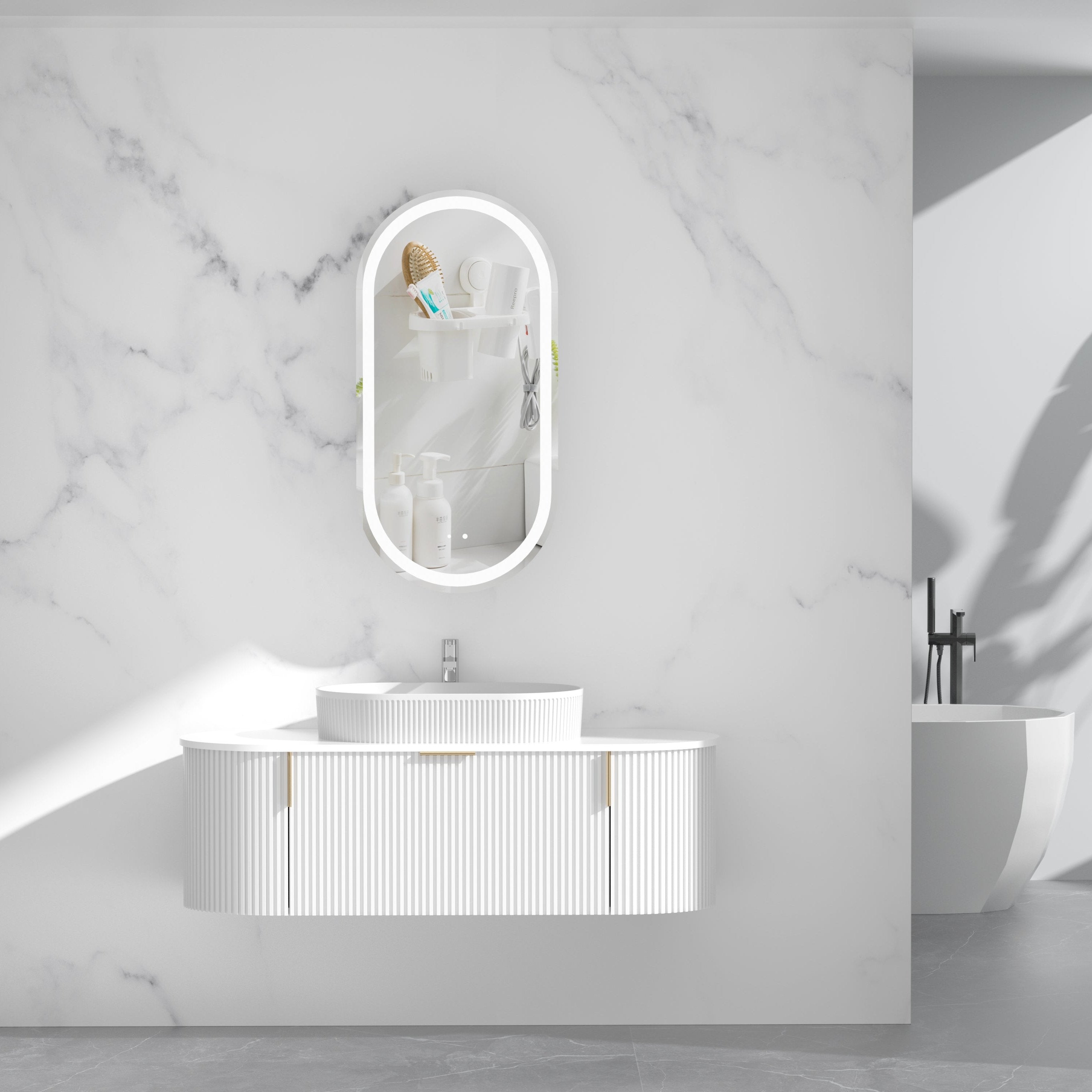 CARYSIL 1200mm Fluted Wall Hung Vanity 1200 x 469 x 412mm