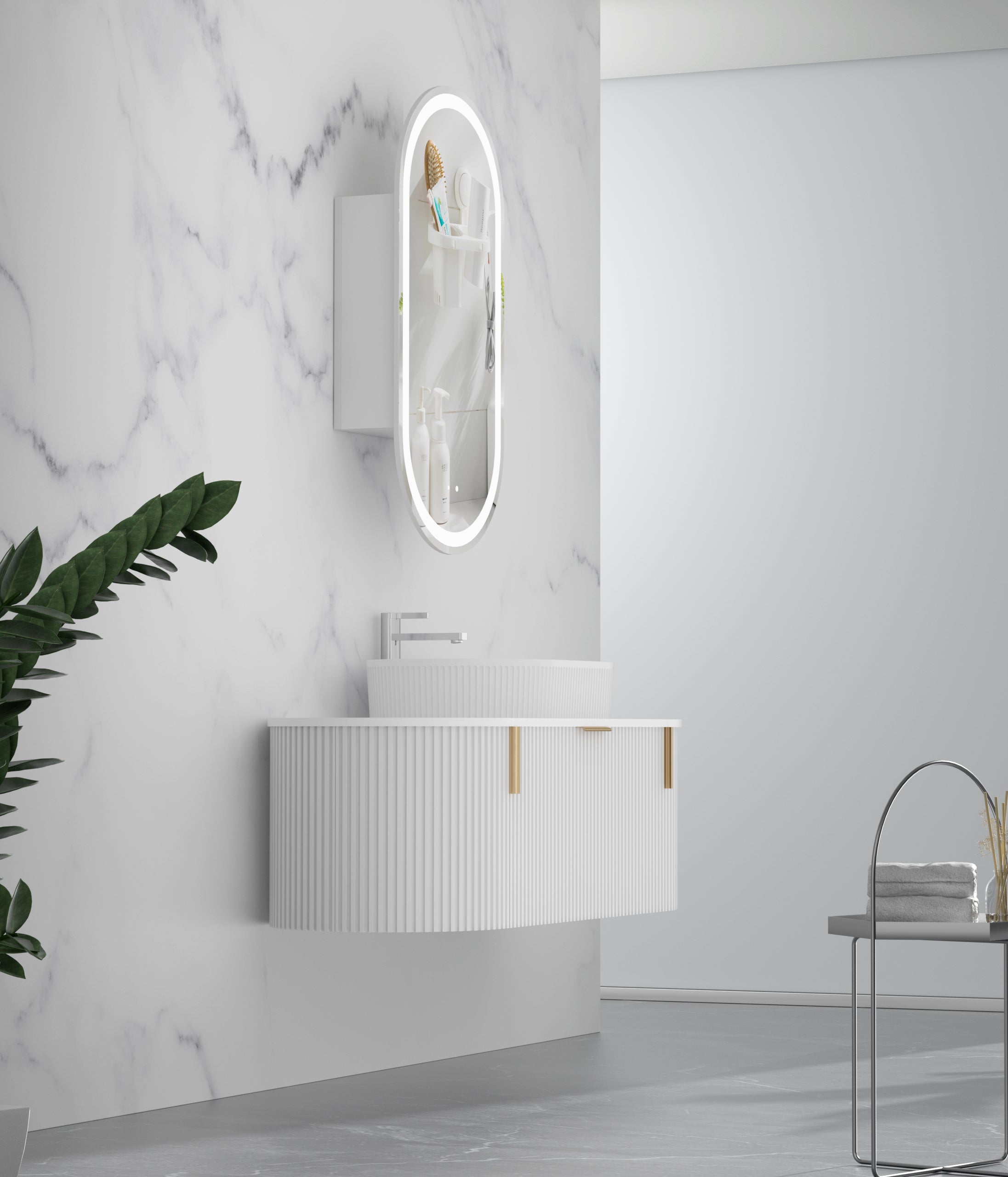CARYSIL 1200mm Fluted Wall Hung Vanity 1200 x 469 x 412mm