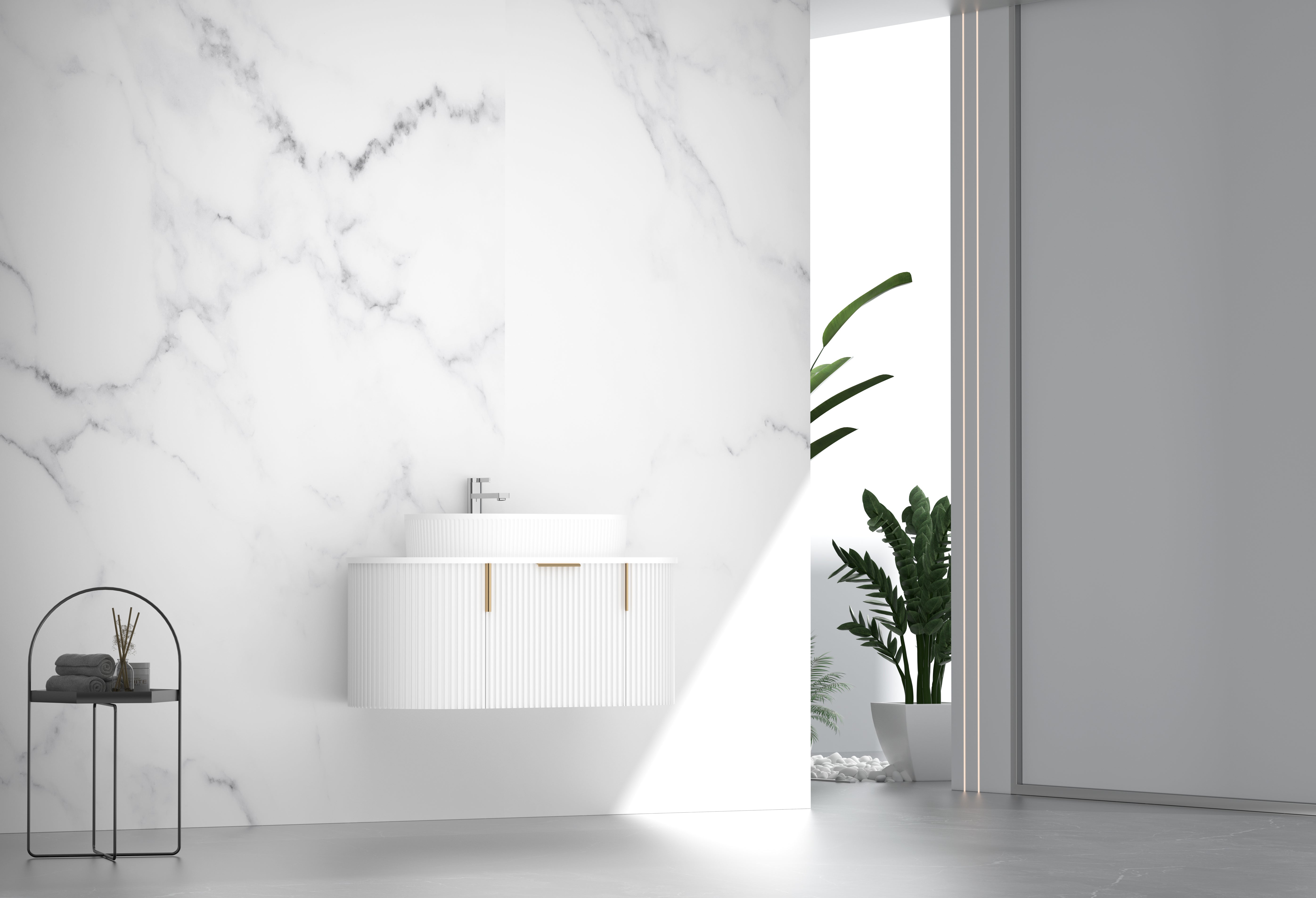 CARYSIL 900mm Fluted Wall Hung Vanity  900 x 469 x 412mm
