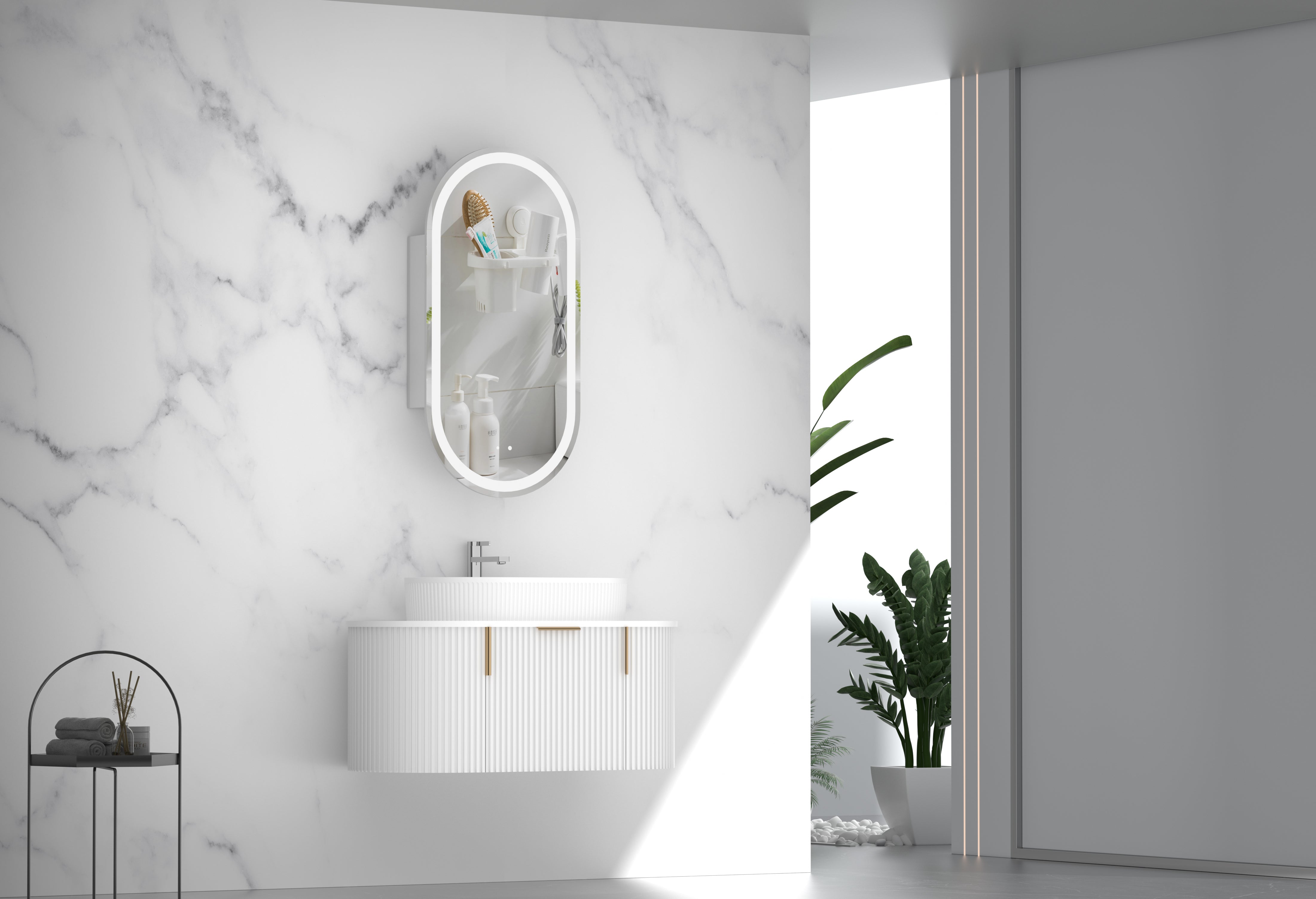 CARYSIL 900mm Fluted Wall Hung Vanity  900 x 469 x 412mm