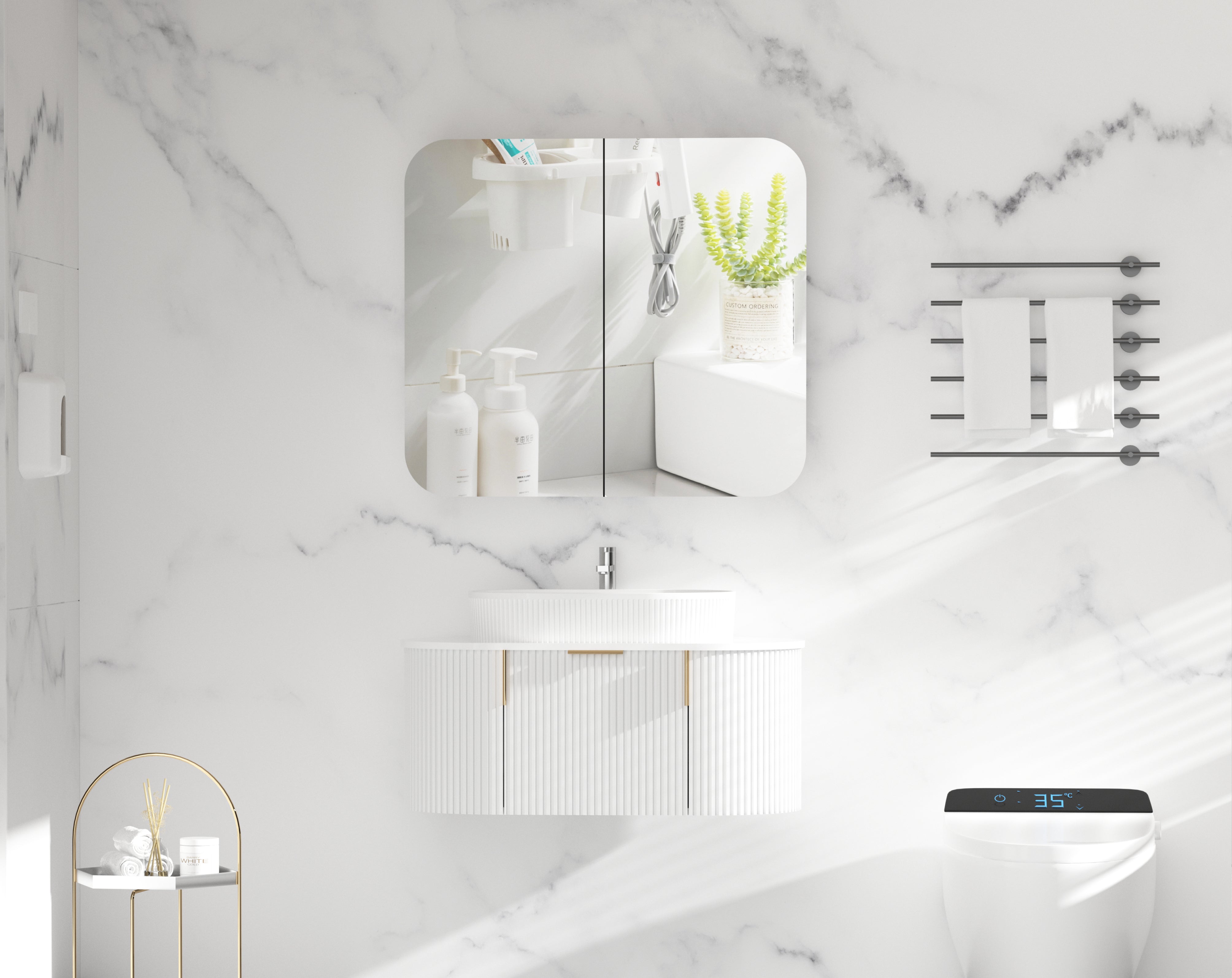CARYSIL  900x800mm Grand MATTE WHITE Shaving Cabinet