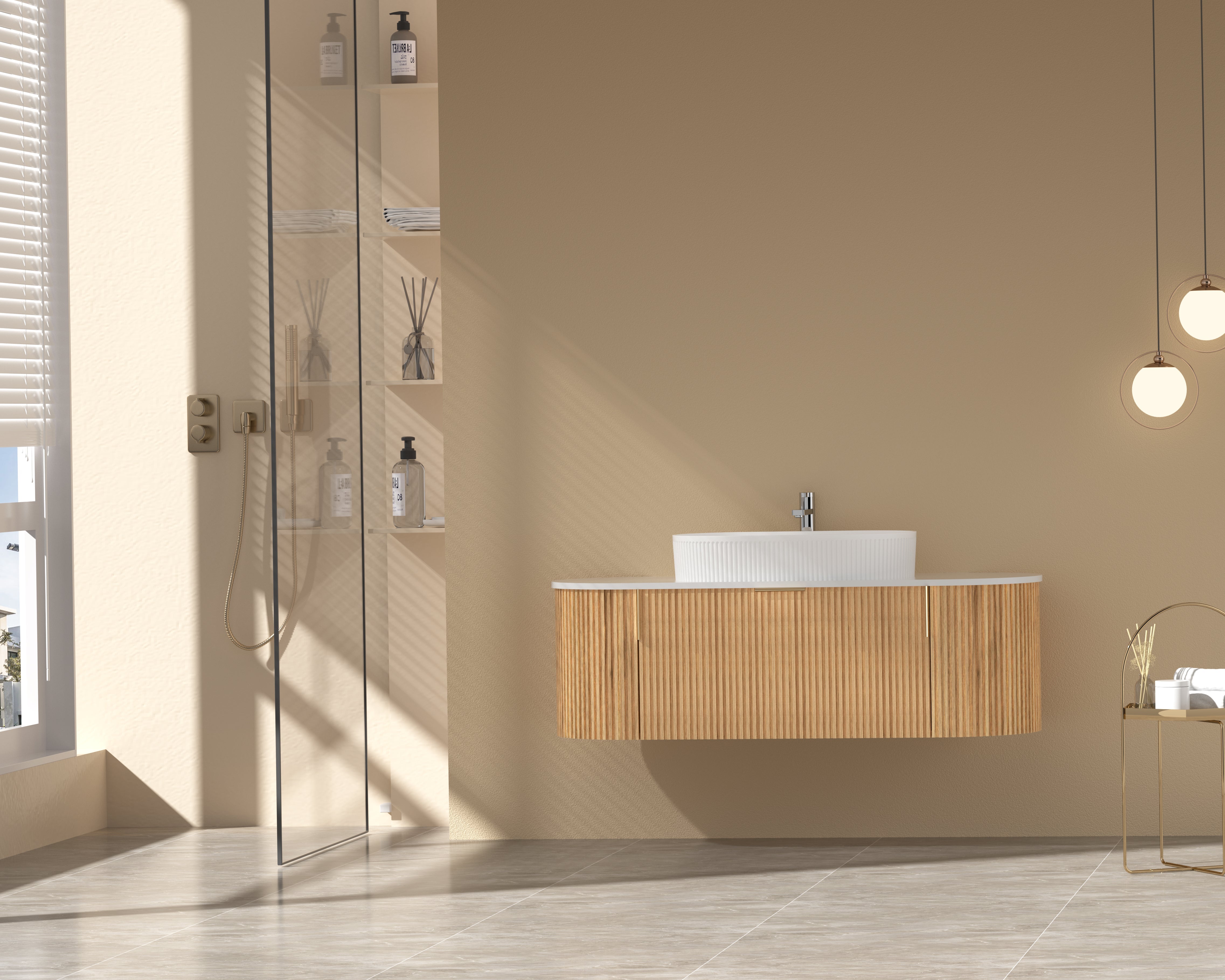 CARYSIL 1200mm Fluted Wall Hung Vanity 1200 x 469 x 412mm