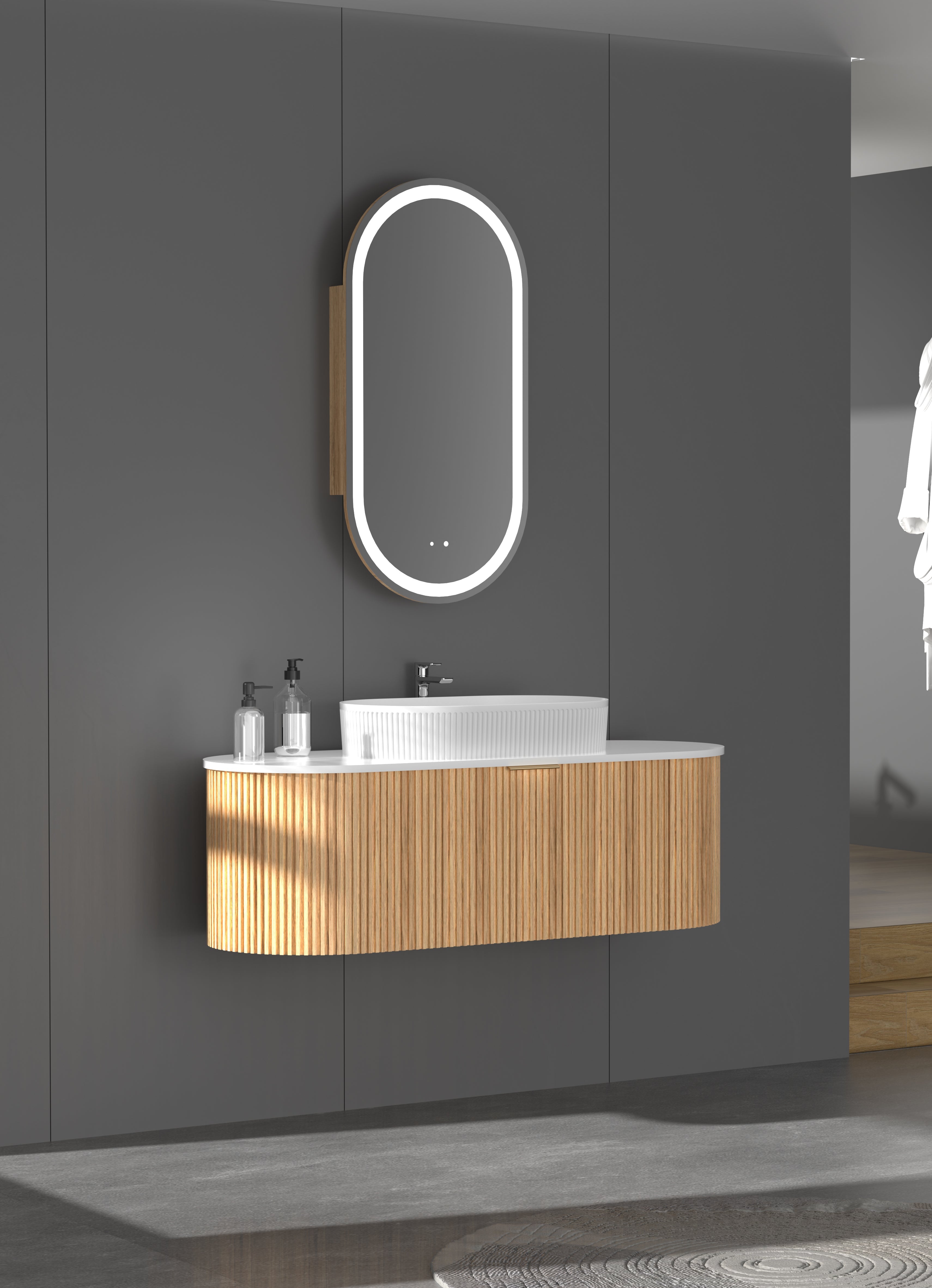 CARYSIL 1200mm Fluted Wall Hung Vanity 1200 x 469 x 412mm