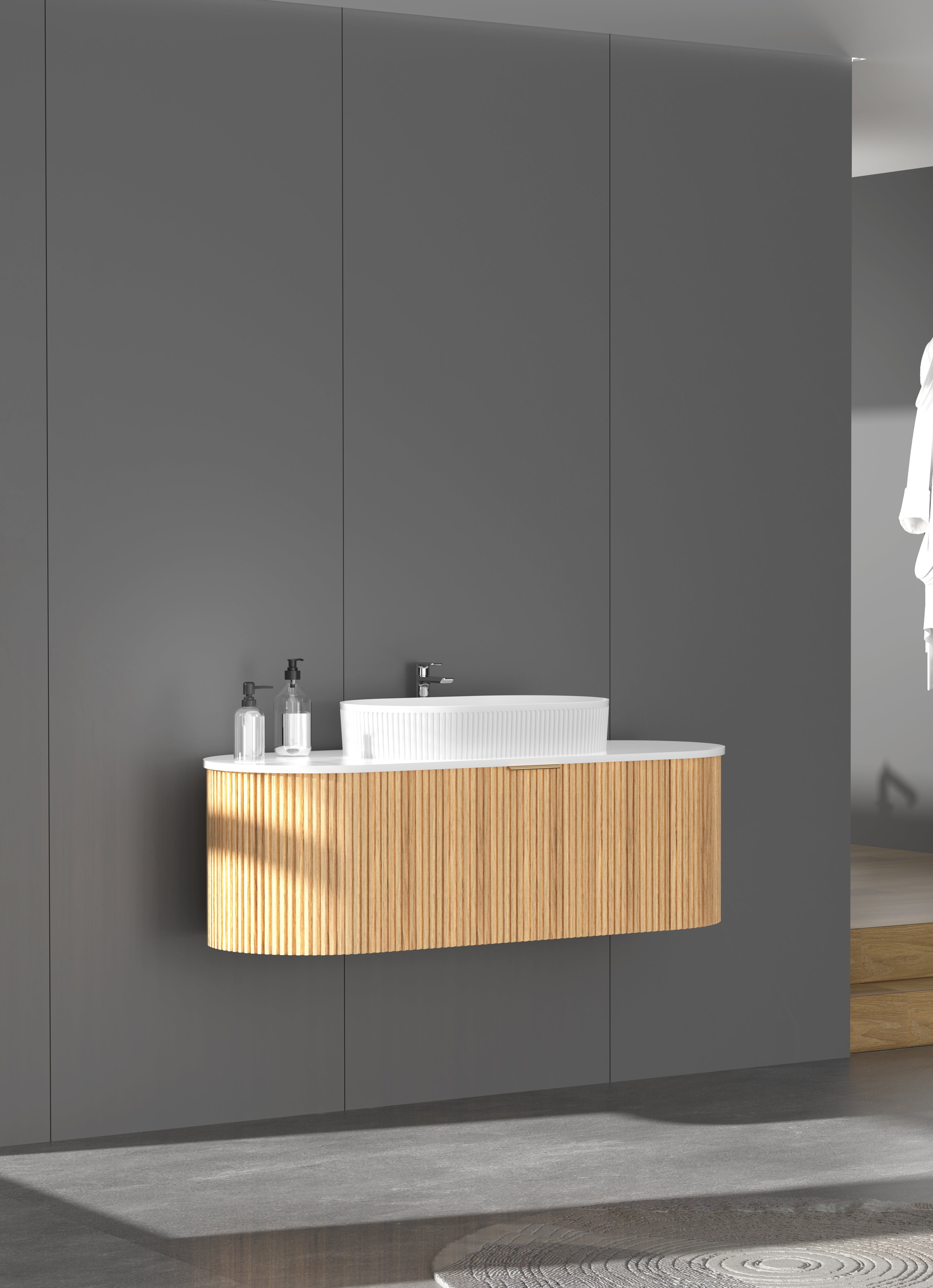 CARYSIL 1200mm Fluted Wall Hung Vanity 1200 x 469 x 412mm