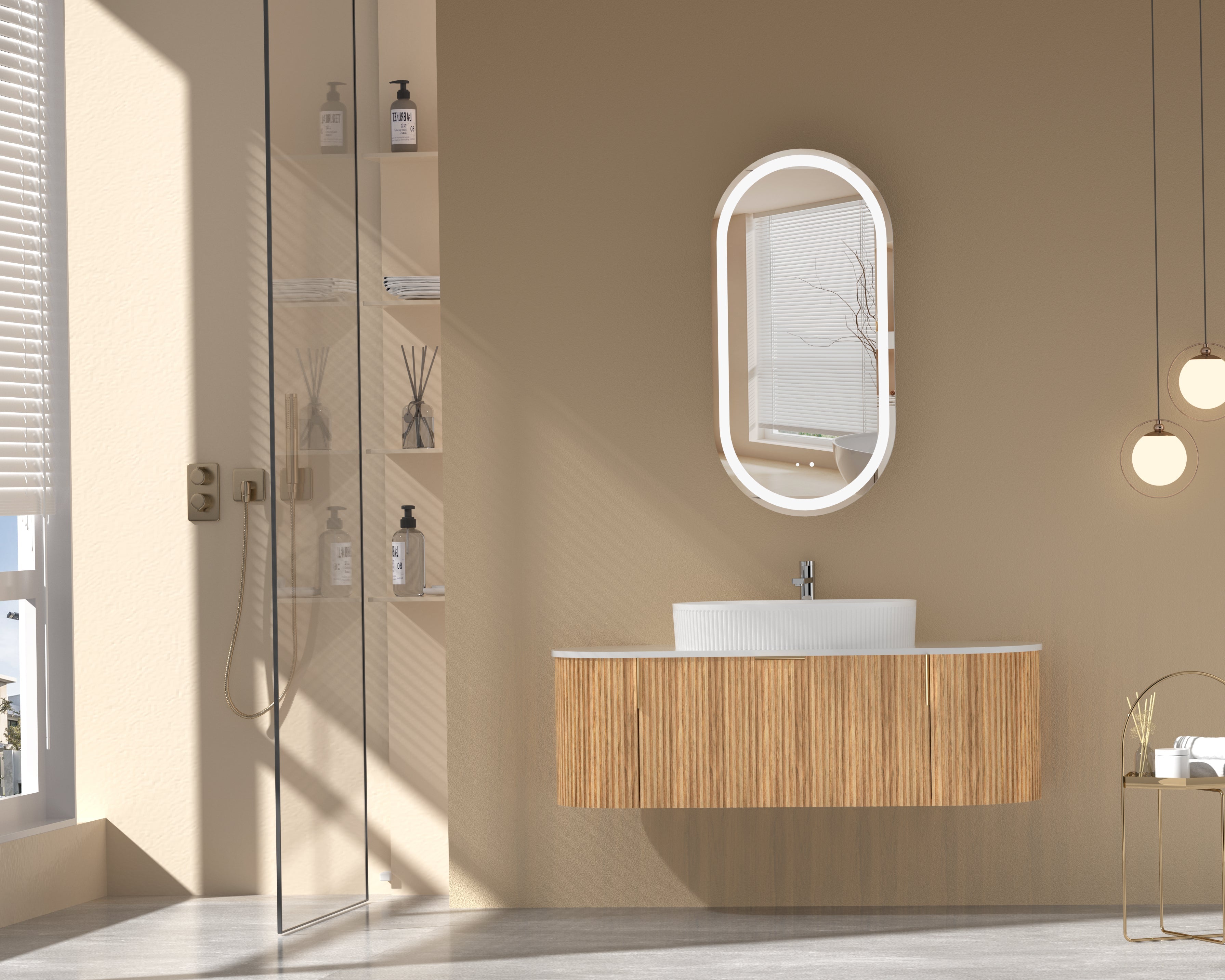 CARYSIL 1200mm Fluted Wall Hung Vanity 1200 x 469 x 412mm