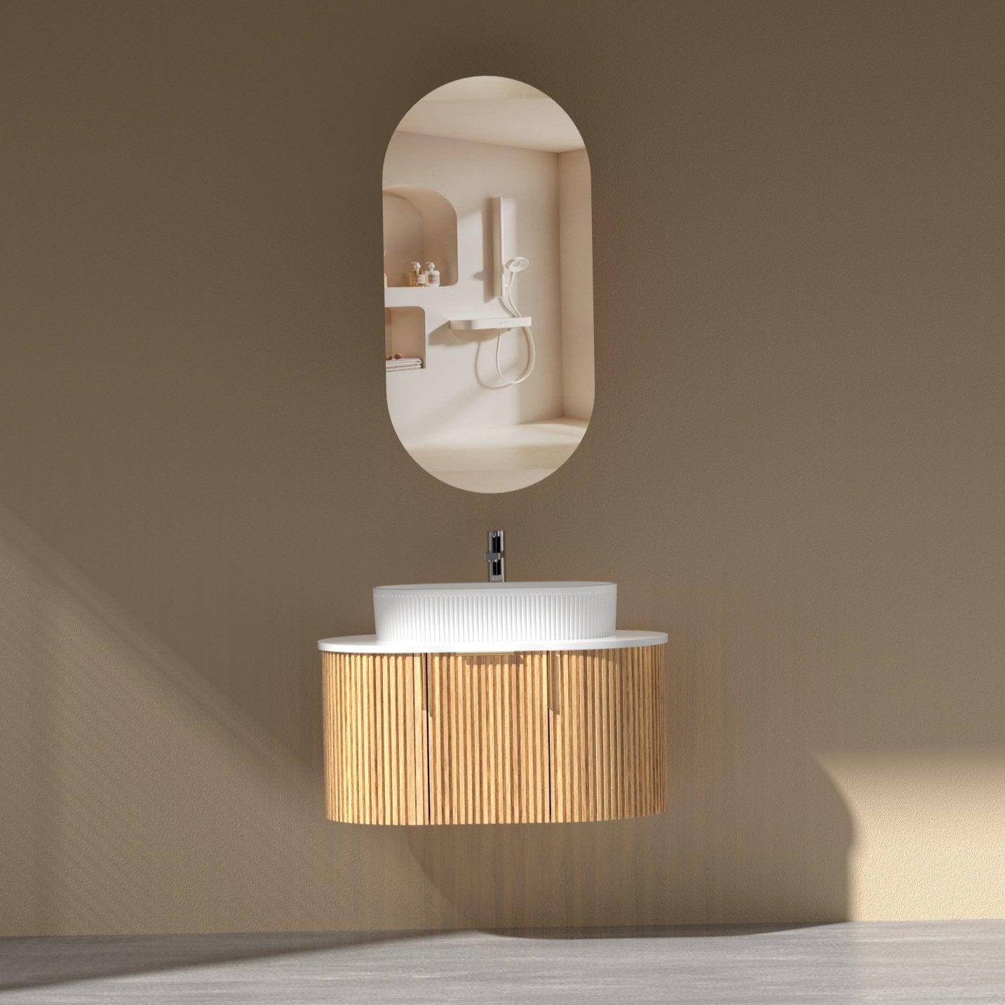 CARYSIL 750mm Fluted Wall Hung Vanity 750 x 469 x 412mm