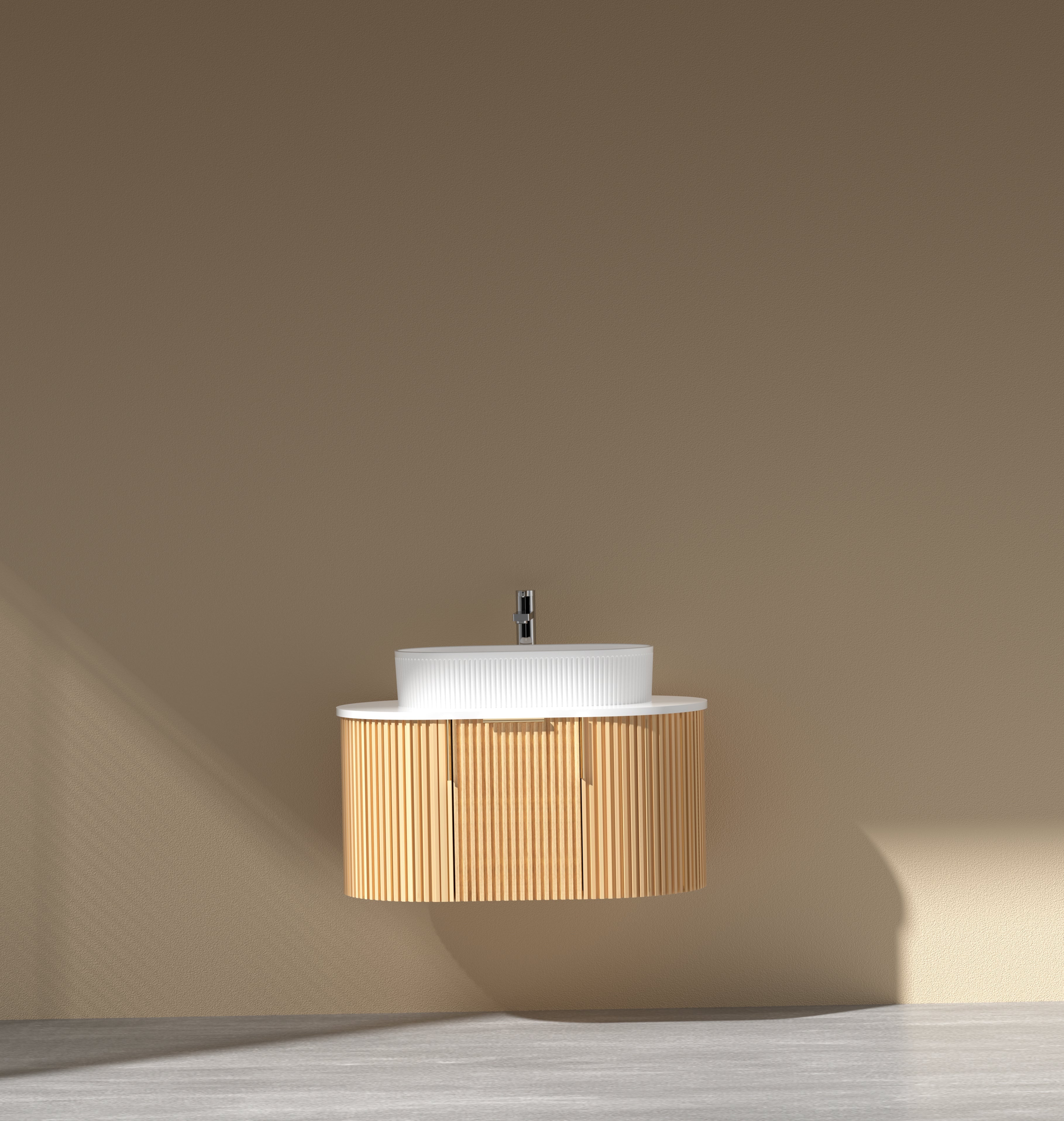 CARYSIL 750mm Fluted Wall Hung Vanity 750 x 469 x 412mm