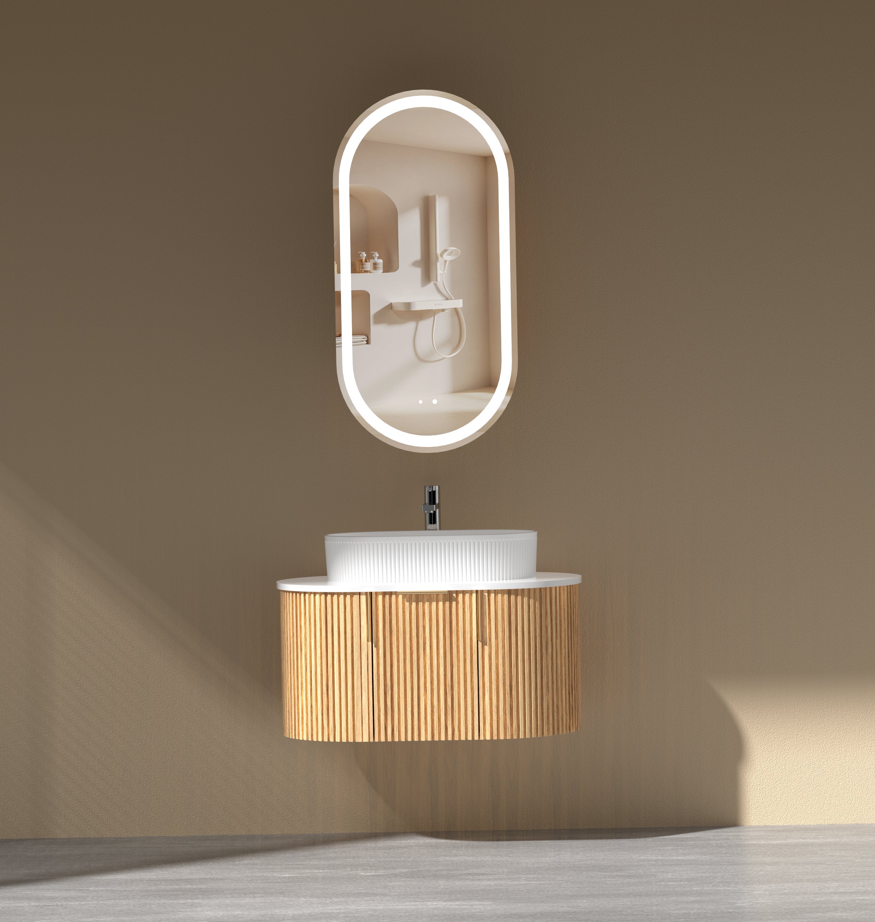 CARYSIL 750mm Fluted Wall Hung Vanity 750 x 469 x 412mm