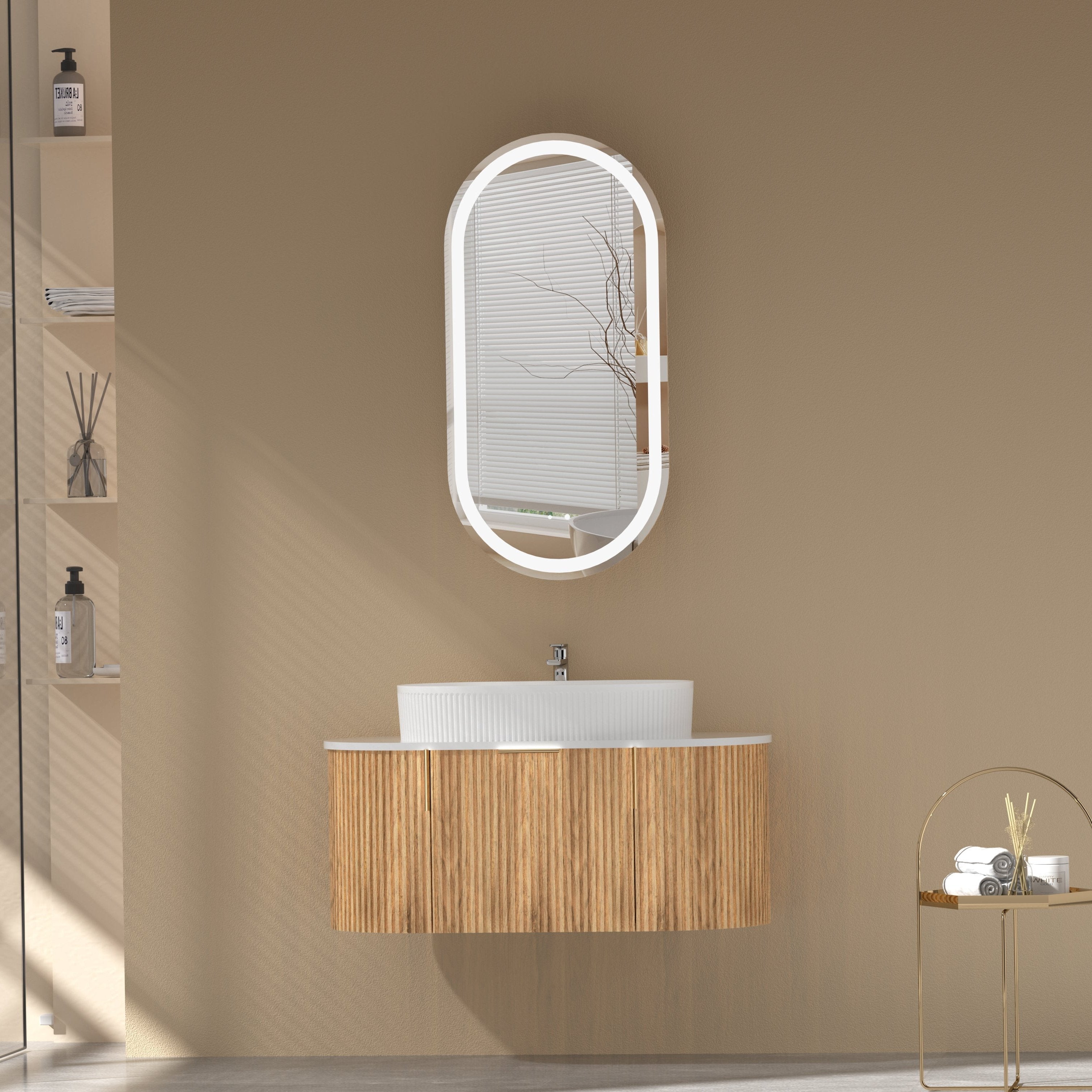 CARYSIL 900mm Fluted Wall Hung Vanity  900 x 469 x 412mm