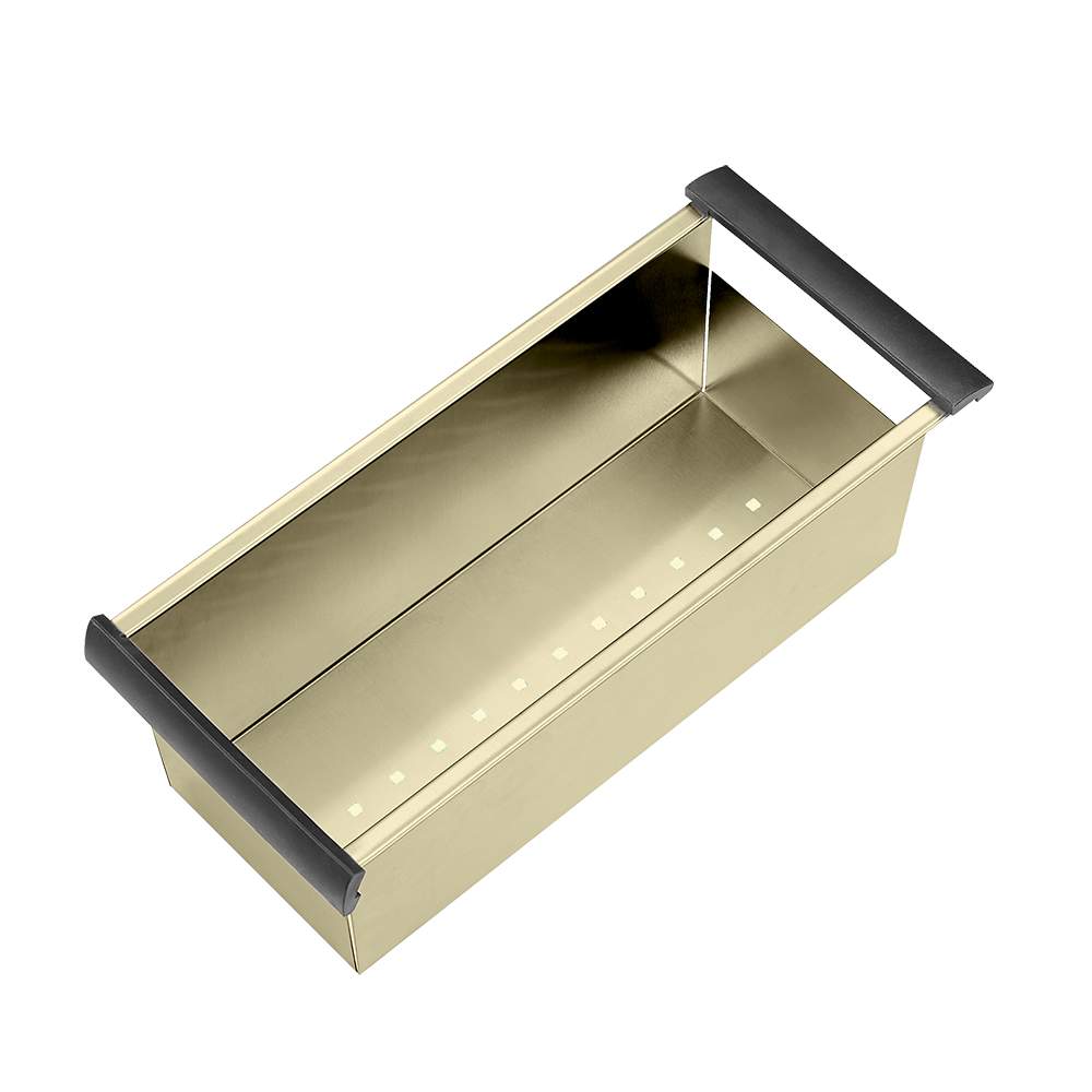 Atlas Handmade Double Bowl With Drainer Kitchen Sink in Brushed Gold