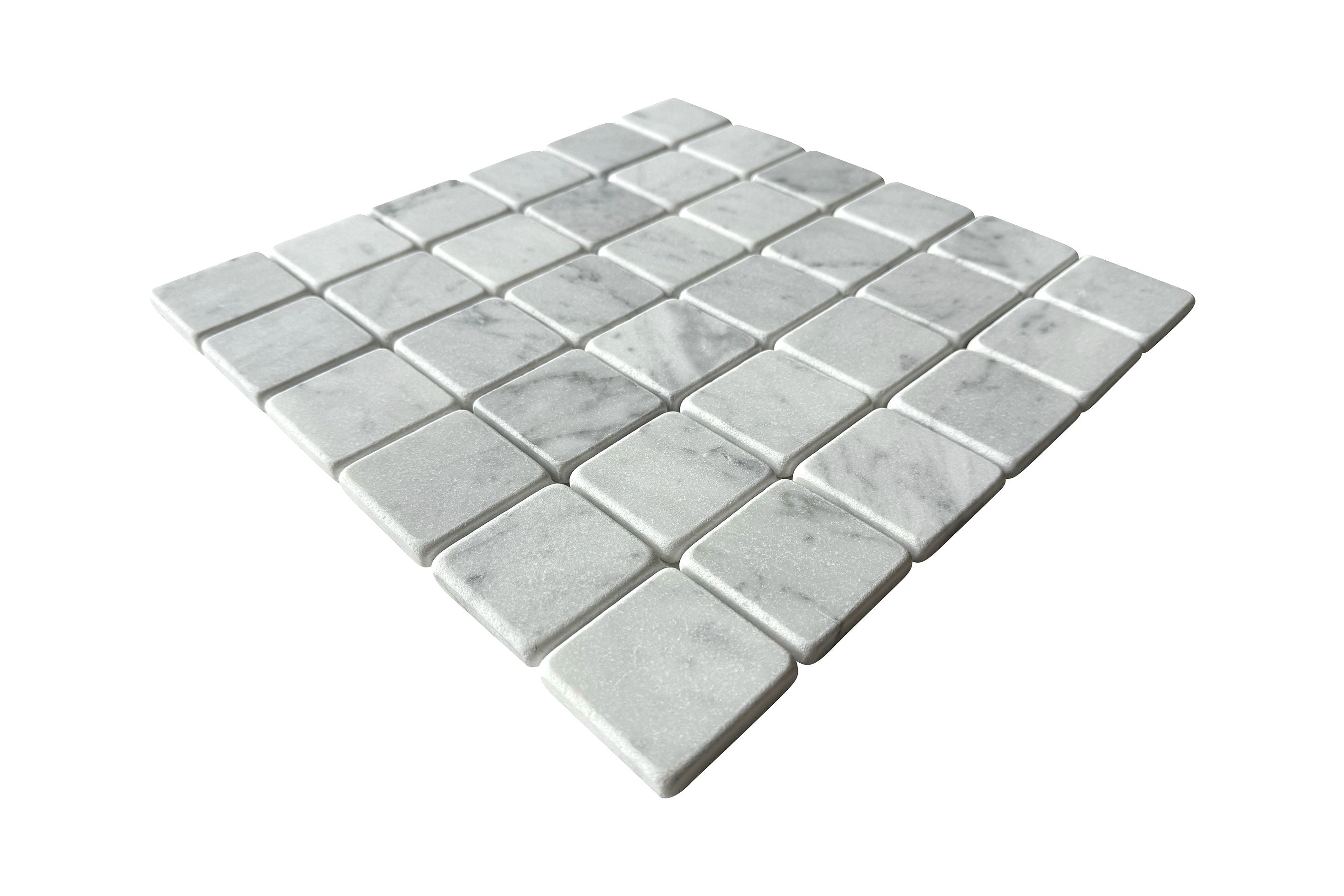 Bedrock Square 50x50mm Bianco Carrara Tumbled 310x310x10mm
