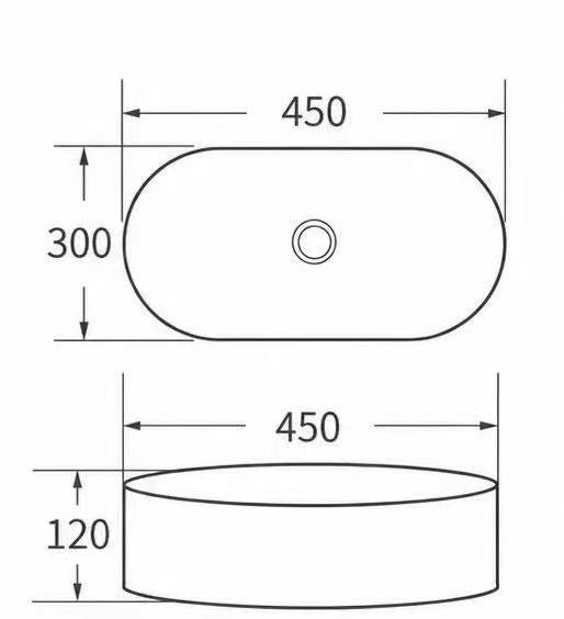 450 x 300 x 120 mm Round Matte White Above Counter Ceramic Basin