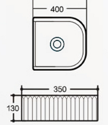400 x 350 x 130 mm Arch Gloss White Fluted Above Counter Ceramic Basin