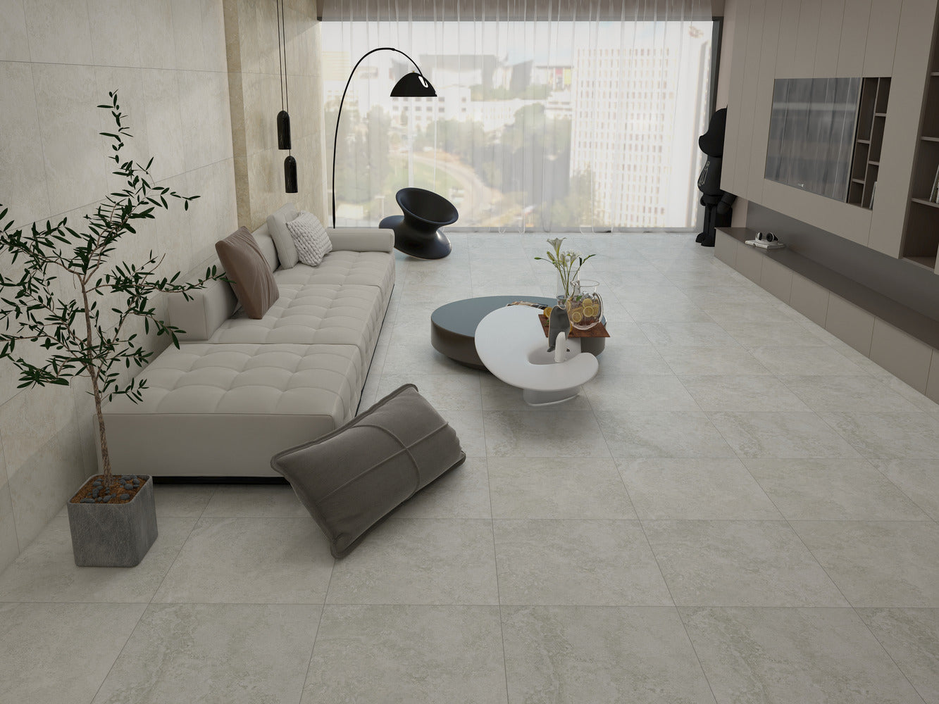 Travertine Cross Silver Matt