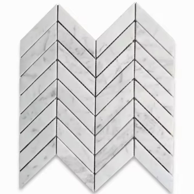 Carrara Marble Fishbone Mosaic