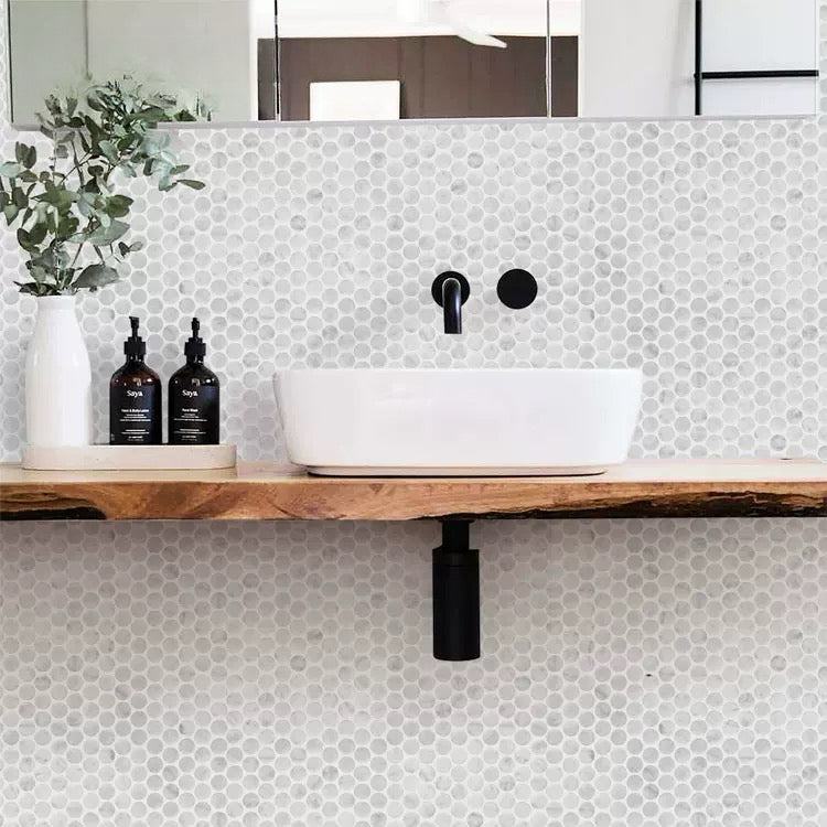 Carrara Marble Penny Mosaic