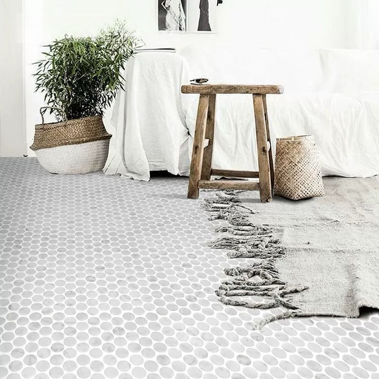 Carrara Marble Penny Mosaic