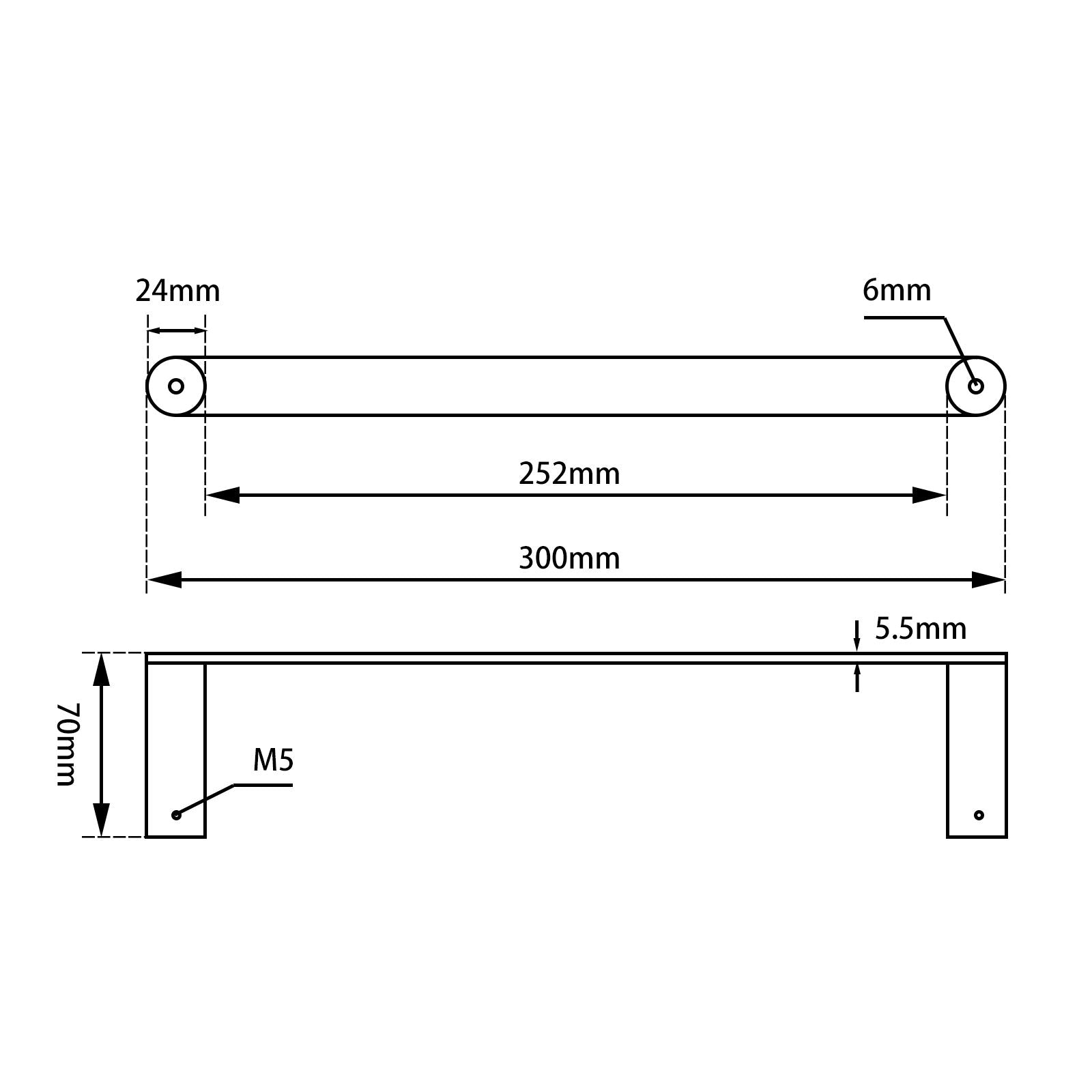 RUSHY Brushed Nickel Towel Ring 300mm