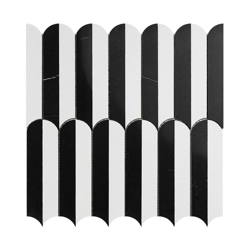 White Black Marble Arch Mosaic