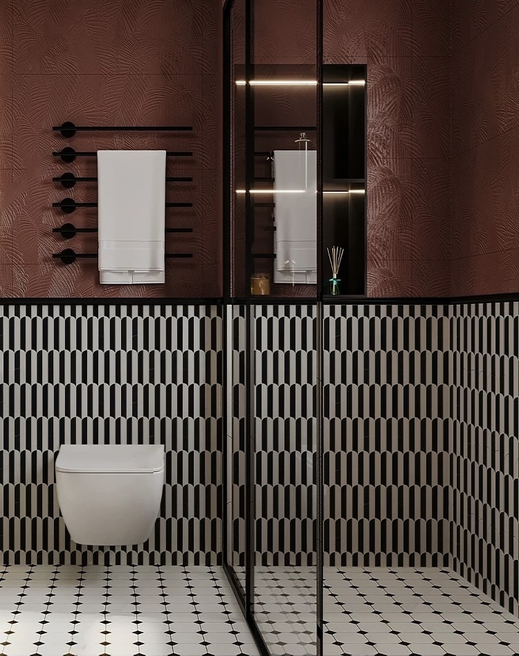 White Black Marble Arch Mosaic