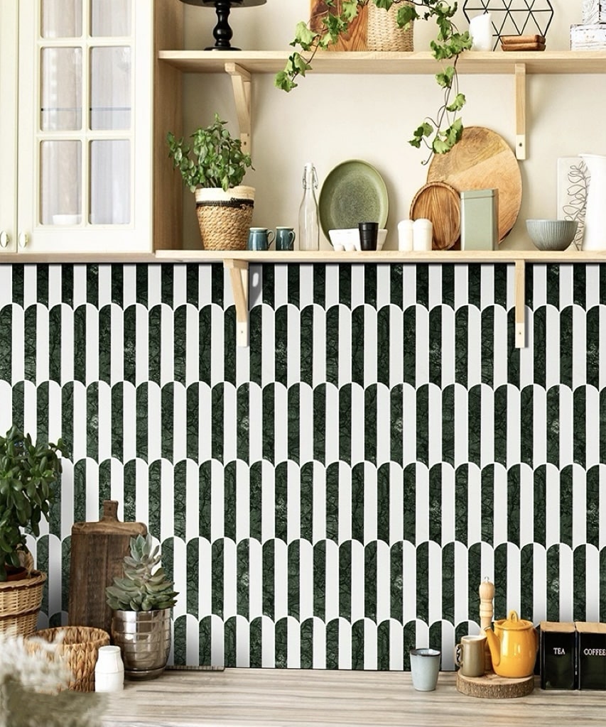 White Green Marble Arch Mosaic